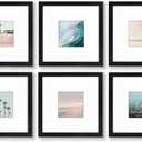 Americanflat 8x8 Picture Frame with Shatter-Resistant Glass - Set of 6 - Use as 4x4 Frame with Mat or Display 8x8 Photo Without Mat - Galleria Collection - Square Frames for Tabletop and Wall - Black