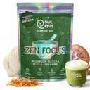OwlRyze Mushroom Matcha Instant Zen Focus - Ceremonial Grade Matcha Power with 6 Functional Mushrooms, Lion's Mane, Cordyceps & L-Theanine for Calm Focus Energy, Immune Support - 100% Vegan, 30 Servings