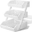 G.a HOMEFAVOR Fruit Basket for Kitchen, 3-Tier Fruit Bowl for Kitchen Counter, Vegetable Storage Stand for Fruit Shop, 15 mm Thickness (WHITE)
