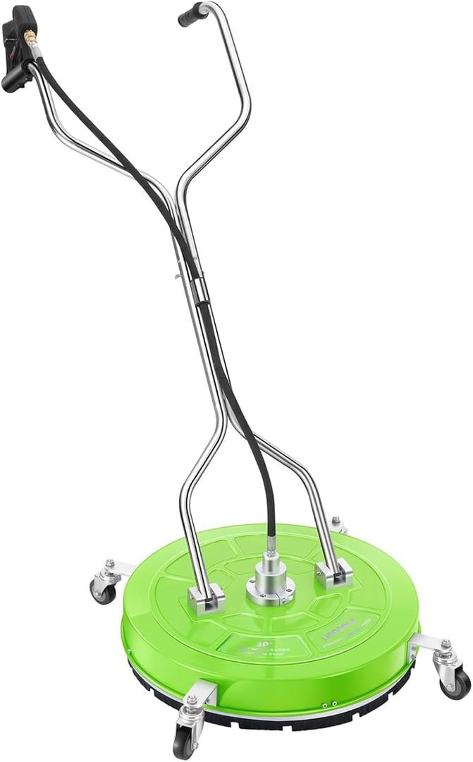 30'' Pressure Washer Surface Cleaner with 4 Wheels - Stainless Steel Surface Cleaner for Pressure Washer Attachment for Concrete, Driveway, Patio, Sidewalk, Deck and Driveways (30 Inch GREEN)