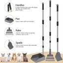 Heeyoo Dog Pooper Scooper, Dog Poop Tray and Rake Set, Pet Waste Removal Scoop with Long Adjustable Sectional Stainless Handles (Silver/Black)