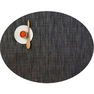 Chilewich Bamboo Placemats Set of 4 - Woven Oval Placemats - Reusable, Stain-Resistant, Indoor/Outdoor Tabletop Protection - 19" x 14" - Smoke