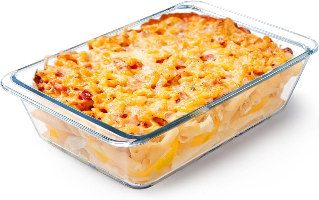 NUTRIUPS 2.4QT Deep Glass Baking Dish,(9.57inchesGlass Baking Pan,Rectangular Lasagna Pan,Glass Casserole Dish,Microwave & Oven Safe