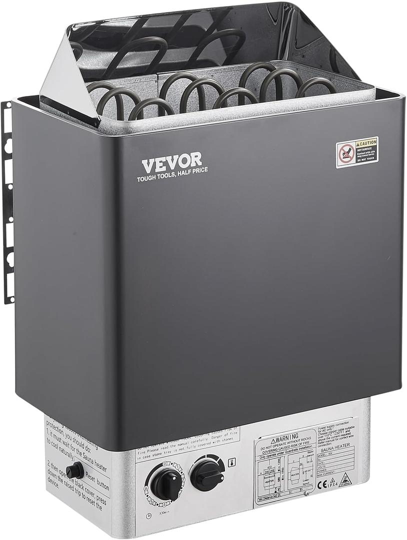 VEVOR Sauna Heater,220V Electric Sauna Stove, Steam Bath Sauna Heater 3h Timer and Adjustable Temp for Max. 176-318 Cubic Feet, (4.5KW) FCC Certification