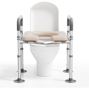 Eakertte Raised Toilet Seat with Handles for Seniors, Heavy Duty Medical Safety Riser, Adjustable Height & Width, FSA/HSA Eligible, Fits Most Toilets for Handicap & Post-Surgery