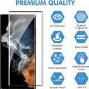 3 Pack Galaxy S22 Ultra Screen Protector, HD Clear Tempered Glass, Fingerprint Unlock, 3D Curved, Scratch Resistant, No Bubble for Samsung Galaxy S22 Ultra 5G Glass Screen Protector