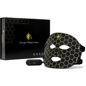 Yahi Red Light Photon Facial & Neck Mask with Remote Control, 7 Custom Modes with Infrared, Portable & Rechargeable with Timer for Home Use, 175 High-Density Light Beads, Black