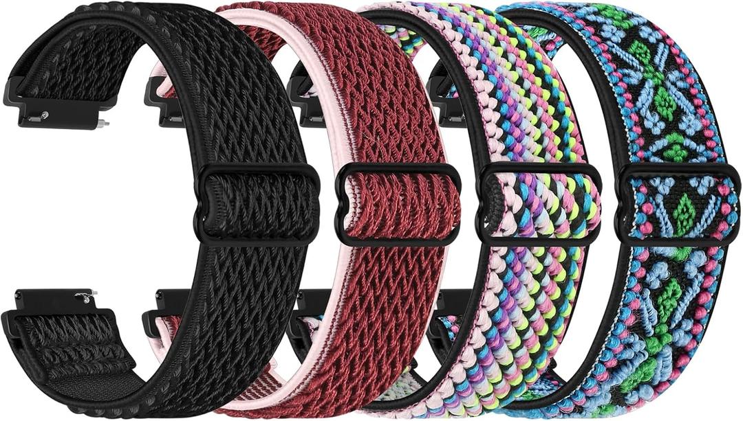 Elastic Quick Release 18mm Watch Bands Compatible with Garmin Venu 3S/Venu 2S/Vivoactive 4S/Vivomove 3S/Forerunner 255S/255S Music/Forerunner 265S, Adjustable Stretchy Nylon Loop Replacement Straps