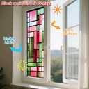 IVN Window Privacy Film Rainbow Mosaic Stained Glass Window Film Decorative Static Cling Non Adhesive Removable Reusable Window Cling for Bathroom Shower Windows Anti Glare UV Blocking 17.7x39.3 Inch (Colorful Rectangular Blocks)