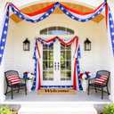 4th of July Decorations - 2 Pack 2x20 FT Patriotic Decorations Bunting Flags with Ribbon Ties - Fourth of July Deals Red White and Blue Independence Day 250th Anniversary Banner Indoor Outdoor Decor