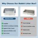 Stainless Steel Rabbit Litter Box,Bunny Litter Pan with Widened Grid,Toilet Tray,High Back Wall,Deep Waste Storage (Medium)