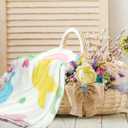 Mindsoft Easter Blanket Spring Bunny Rabbit Eggs Soft Flannel Colorful Decorative Throw Blanket Decor Holiday Square Birthday Gift for Home Couch Sofa Bed Room Decoration, 50x60 Inch
