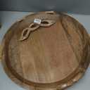 Mud Pie Round Mango Wood Serving Tray with Braided Handles, 18 Inch