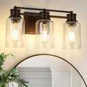 Haolaike 3-Lights Bathroom Vanity Light, Oil Rubbed Bronze Light Fixtures Over Mirror with Seeded Glass Shades for Living Room Bedroom Hallway