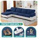 Ruaozz Couch Cushion Covers for Sectional Sofa Stretch Seat Cushion Covers Washable Sofa Slipcovers for L Shaped Soft Furniture Protector Pet Friendly (1 PC Chaise Cover, Dark Blue)