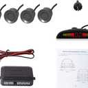 EKYLIN Car Auto Vehicle Reverse Backup Radar System with 4 Parking Sensors Distance Detection + LED Distance Display + Sound Warning (Gray Color)
