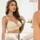 ANYIRIS Plus Size Wireless Bras for Women No Underwire Push Up Bra Unlined Plunge V Large Breast Minimizer Bras (L)