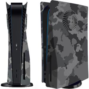 Face Plate Cover Shell with Cooling Vents for PS5 Disc Edition Console FacePlate, Accessories Compatible with PlayStation 5 Protective Replacement Panels (Gray Camouflage)