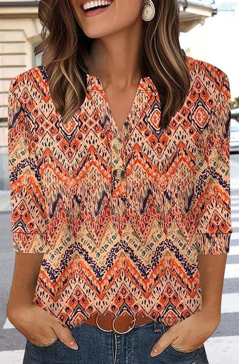 Womens Tops Henley Shirts for Women Fall Fashion 2026 School Outfits for Teachers (Orange, Large)