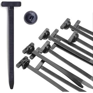 2 x 100pcs Nylon Universal Cable Tie Buckle Black Cable Zip Ties Rivet Self Locking Fastening Zip Strap Plastic Automotive Clips for Bumper, Fenders (100)