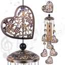 Outdoor Hearts Wind Chimes, Bronze Wind Chimes, Heart-Shape Wind Bells Gifts for Mom & Women, Heart Memorial Wind Chime for Home, Garden, Indoor, Outdoor Decoration, Garden Windchimes