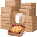 100 Pcs Pie Boxes 10x10x2.5 Inches Bakery Boxes Cookie Containers with Window for Pies, Cookie, Cheesecakes, Muffins, Donuts and Pastries(Brown)