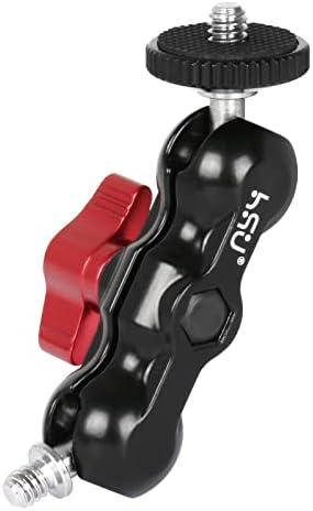 HSU Magic Arm with Dual Ball Head (1/4"-20 Screw) Aluminum Alloy Metal Adjustable Universal Extension Magic Arm for Monitor, Microphone, GoPro