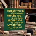 2026 Graduation Wood Box Sign for Graduate Gifts, Positive Quote Behind You All Your Memories Wooden Box Block Sign for Grad Party Favors Supplies Tabletop Home, Green and Gold