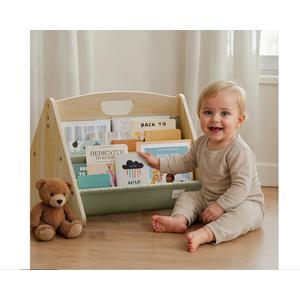 ZICOTO Decorative Wooden Bookshelf with Handle for Kids Rooms - Keeps Books Neatly Organized & Within Reach for Toddlers - Easy Install Montessori Book Shelf for Baby's Bedroom or Playroom Decor