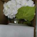 Hollyone Hydrangea Artificial Flowers with Vase White Silk Fake Flowers Arrangements in Glass Vase with Faux Water for Home Bathroom Office Table Centerpiece Shelf Decorations