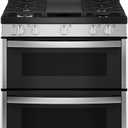 GE JGBS86SPSS 30" Free-Standing Gas Double Oven Convection Range 5 Sealed Burners, 6.8 Cu. Ft. Total Capacity, Dishwasher Safe Continuous Cast Iron Grates, Steam Clean