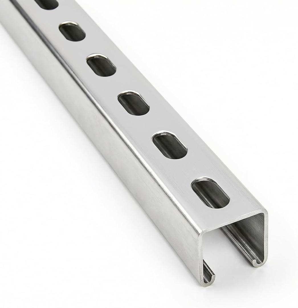 1-5/8" Strut Channel Trolley Track, 4.8 ft (57.5 in), 12 Gauge Metal Steel, Galvanized- High Zinc Coating with Spangle, Heavy-Duty U Channel with Short Slotted Back, Sturdy & Durable, 1 Pack