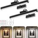 Wireless Picture Light with Remote, Battery Operated Wall Sconce 5000mAh, 3 Color Modes and Dimmable LED Wall Lights with Timer for Painting, Frame, Gallery, Dartboard, Bedroom (Black-2Pack)