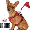 Service Dog Vest for Small Breed Dogs with ID Tag – Lightweight Puppy Harness and Leash Set with 6 PCS Patches, Ideal Service Animal Vest for Training, Complete Service Dog Gear, Red, Large