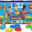 MEGA BLOKS First Builders Toddler Blocks Toys Set, Deluxe Building Bag with 150 Pieces and Storage, Creative Open-Ended Play, Blue, Ages 1+ Years