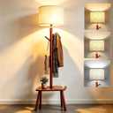 QIJNRHW Floor Lamp with Coat Rack, 2-in-1 Entryway Standing Lamp 3 Color Dimmable 78.8" Tall Lamps with 8 Hooks & Sturdy Triangular Base for Living Room Corner, Bedroom, Small Apartments & Foyers