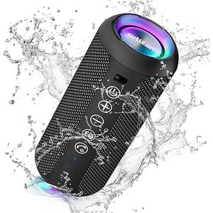 Ortizan Portable Bluetooth Speakers, IPX7 Waterproof Wireless Speaker with 24W Loud Stereo Sound, Outdoor Speaker with Bluetooth 5.3, Deep Bass, RGB Lights, Dual Pairing, 30H Playtime for Home, Party (Black)