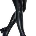 AOSPHIRAYLIAN Womens Over The Knee High Boots Chunky Heel Slip On Faux Leather Riding Surgical Stretch Thigh High Boots (11, Black)