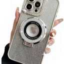 Dzdcase Designed for iPhone Case,Luxury Crystal Diamend Rhinestone Glitter Sparkle Sparkly Magnetic Kickstand Gradient Soft Shockproof Phone Case (iPhone 14 Pro Max,Silver)