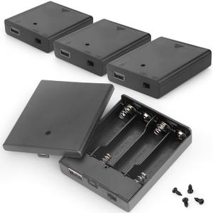2 x VWEICYY 4 PCS 6V Battery Holder with USB Port,4 AA Battery Holder Case