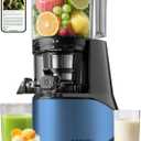 Canoly C09 Cold Press Juicer, 6" Extra Wide Feed Chute, 3-IN-1 Strainers (Juice & Sorbet & Nut Milk), Powerful AC Brushless Motor, Self Precut System, Juicer Machines with BPA-Free (Blue)