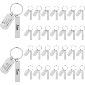 30 Pcs Engravable Stainless Steel Keychain Blanks Laser Engraving Blanks Key Rings Tags for DIY Crafts Gifts