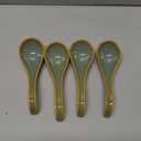 Gomakren Soup Spoons Set of 6, Asian Soup Spoons 6.5 Inch Ramen Spoons, Christmas Ceramic Chinese Spoon Set for Soup, Cereal, Pho, Noodles, Dumpling, Mothers Day Gifts, Dishwasher Safe, Blue-Green
