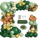 JULLIZ 148 pcs Safari Balloon Arch Kit, Sage Green Brown Jungle Wild One Balloon Garland with Animal Print Balloons Palm Leaves for Woodland Tropical Birthday Party Supplies Shower Decorations