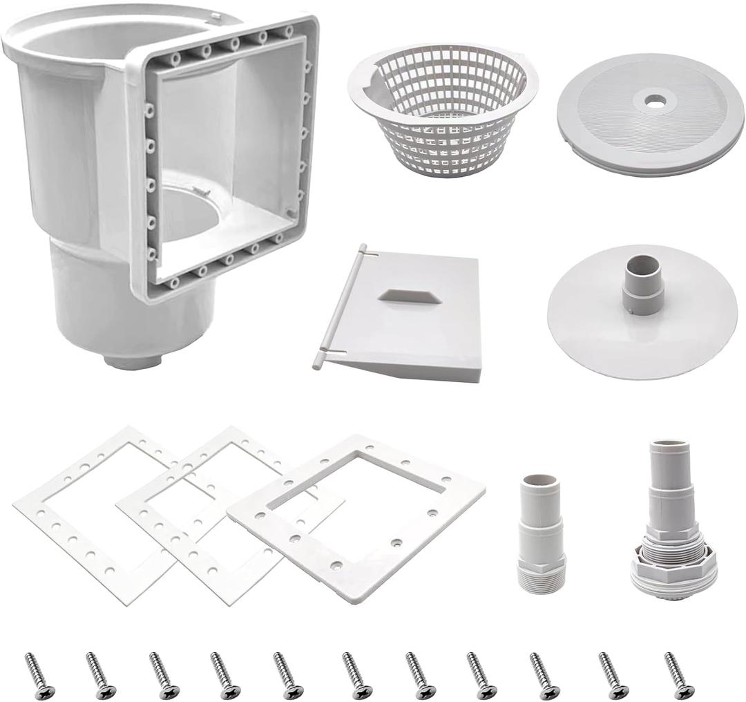 Above Ground Pool Skimmer,Thru-Wall Skimmer,Above Ground Pool SkimmerWith AccessoriesOpening Width 6 Inches,Compatible With All Standard Pool Wall Openings,Replace SP1091LX Above Ground Pool Skimmer