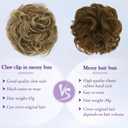 RUWISS Large Messy Bun Hair Piece with Claw Clip Human Hair Bun Wavy Curly Chignon Hair Bun Extensions Tousled Updo Hair Pieces for Women Claw Clip Ponytail for Women, Brown Mixed Light Blond