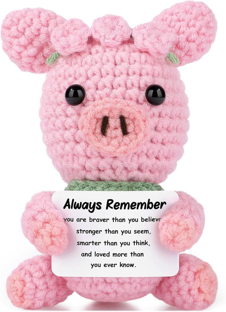 JoycuFF Teen Gifts Trendy Stuff, Christmas Valentines Day Birthday Gifts for Teens Teenage Positive Emotional Support Handmade Crochet Pink Pig Present