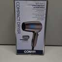 Conair Travel Hair Dryer with Dual Voltage, 1875W Compact Blow Dryer with Folding Handle, Gray