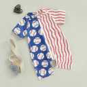 Toddler Baby Boy Summer Swimsuit Baseball Zipper Rash Guard Swimwear Short Sleeve Crewneck Bathing Suit Sunsuit (18-24 Months, Blue)