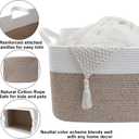 Large Blanket Basket,Woven Rope Basket Storage Bin with Handles,65L Rectangle Laundry Basket for Magazines,Toys,Clothes,Newspaper Shelf Organization,Nursery and Living Room,White & Brown